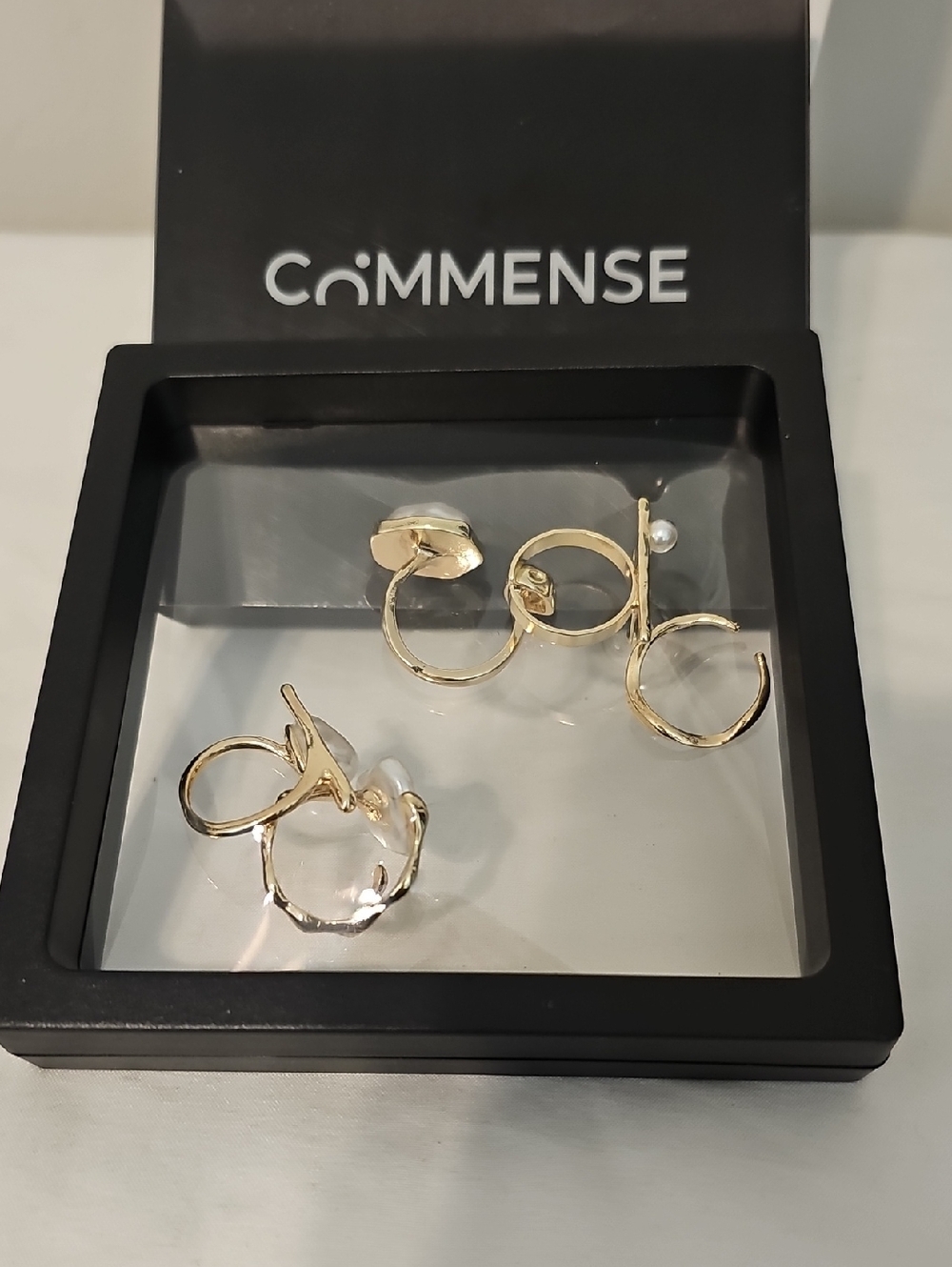 Commense Gold Multi-Ring Drop Earrings
